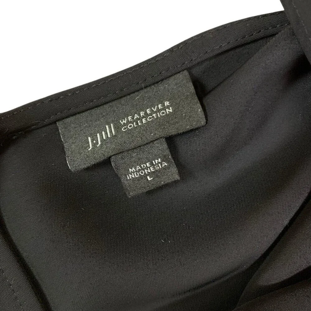J. Jill Black Sleeveless Wide Leg‎ Jumpsuit L WearEver Collection Belted Casual